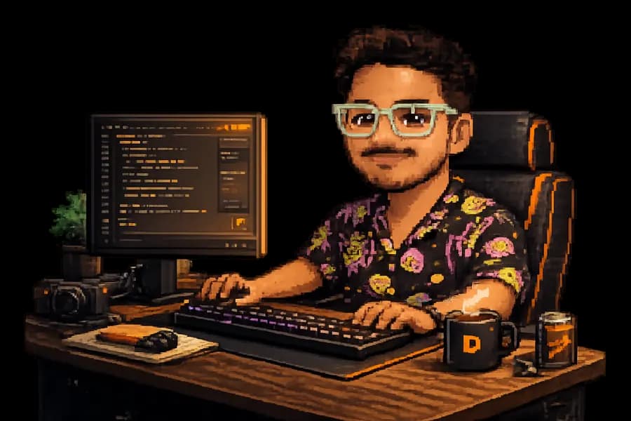 Divyanshu typing at his desk