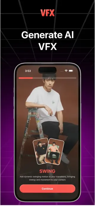 AI VFX app interface